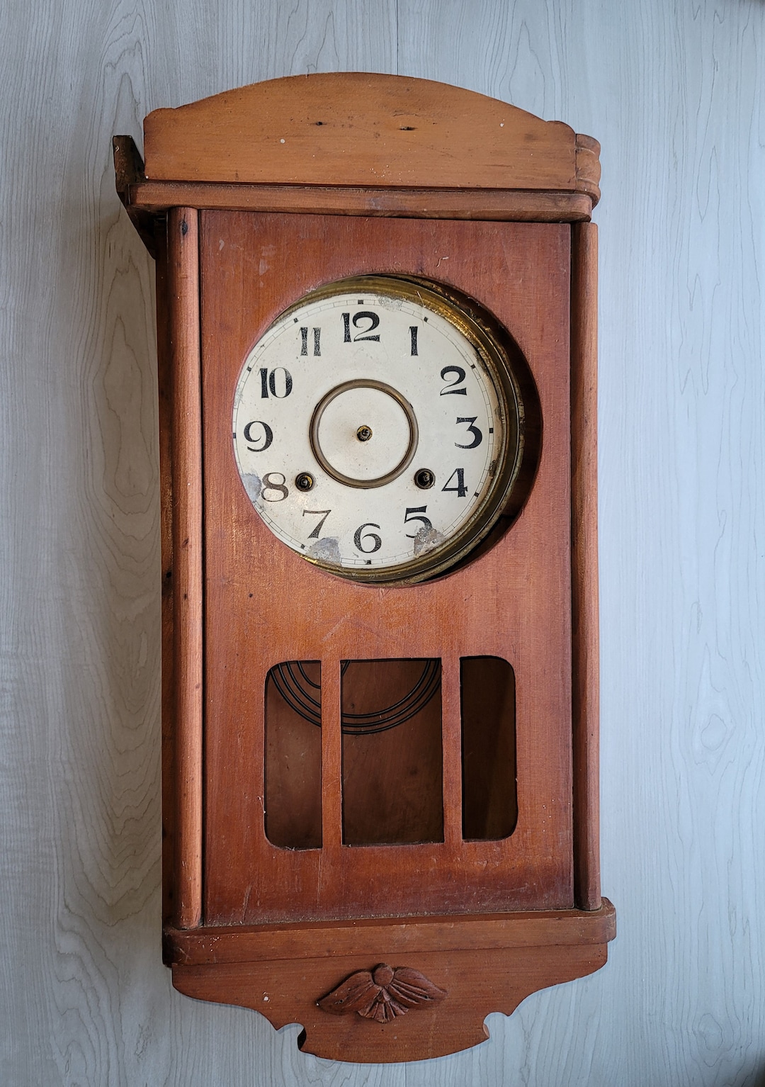 Vintage Wooden Clock Case With Door / Clock Parts / Repurpose Etsy