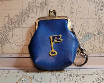 Vintage Coin Purse 19th Hole change golf small blue purse man murse