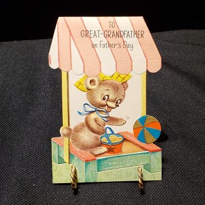 Très mignon vintage arrière-grand-père Carte de fête des pères Ours