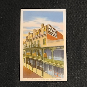 Antoines Restaurant Postkaart Linnen Vintage