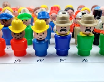 Vintage Little People Oh My! Your Choice of Fisher Price Figure wooden plastic boy women teacher farmer rancher fireman dog engineer pilot