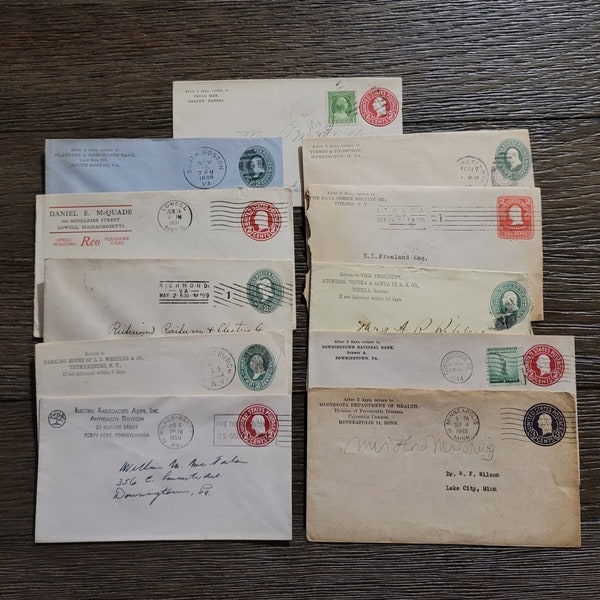 Stamped Envelopes from 1890s and 1900s Choice - free shipping !  buy one or all - postal postage