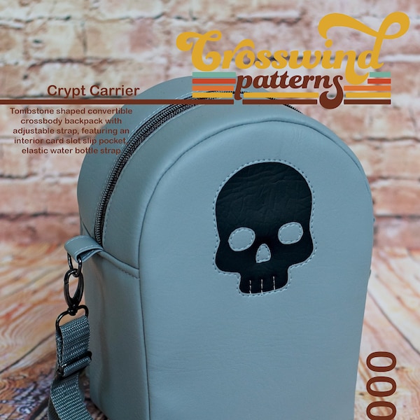 Crosswind Patterns Crypt Carrier PDF Sewing Pattern Crossbody Mini backpack Tombstone Purse