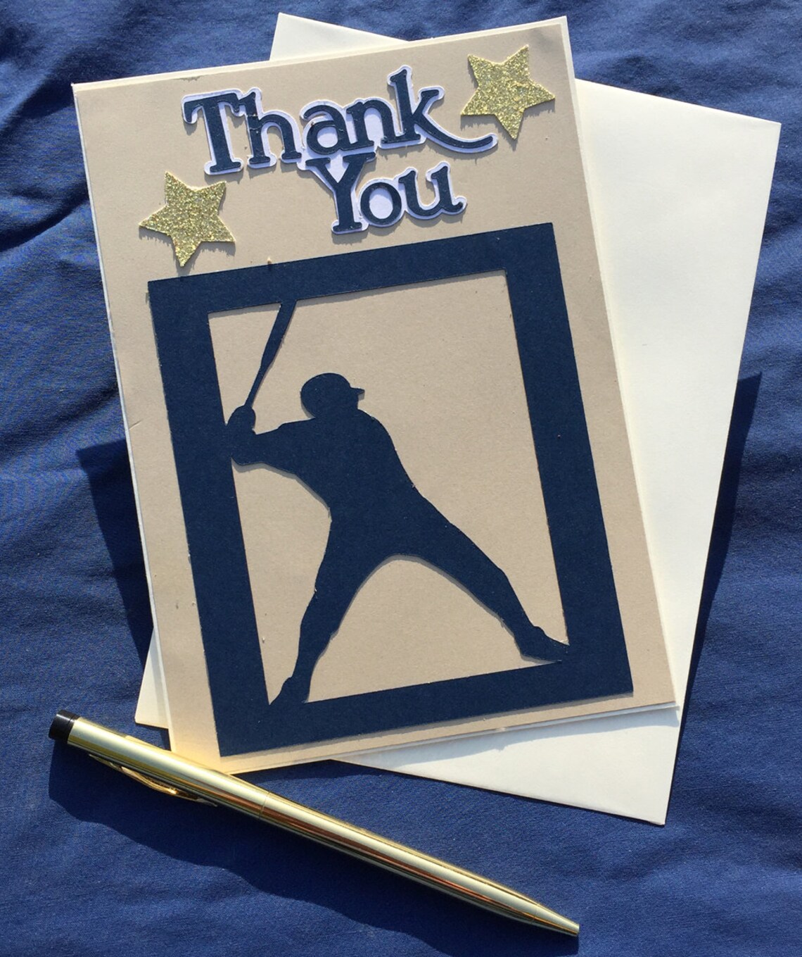 Handmade Baseball 5X7 Thank You Greeting Card Great to give to Etsy