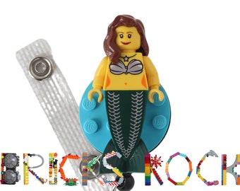 Mermaid Badge Reel made with LEGO® Minifigure™- Pediatric - ID Badge Holder