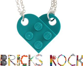 Dark Turquoise Heart Necklace made with LEGO® Friendship Jewelry
