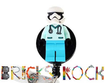 Stormtrooper™ Doctor/Nurse - Badge Reel made with LEGO® Minifigure™- ID Badge Holder- Spring Swivel Clip - Pediatric Badge