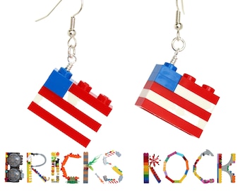 American Flag Earrings made with LEGO® bricks and pieces