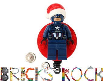 Santa Hat Captain America™ Badge Reel Made With LEGO® Minifigure™ Pediatric  ID Badge Holder Superhero Holiday Christmas -  UK