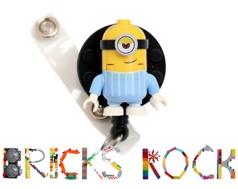 Minions™ Stuart Badge Reel made with LEGO® Minifigure™- Pediatric - ID Badge Holder