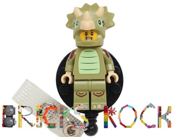 Triceratops Costume guy Badge Reel made with LEGO® Minifigure™- Pediatric - ID Badge Holder