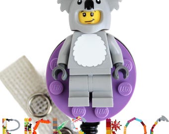 Koala Costume  - Badge Reel made with LEGO® - ID Badge Holder - Animal Lover