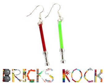 Star Wars® Red and Green Lightsaber™ Earrings made with LEGO® lightsabers™ - Star Wars© - Holiday - Christmas