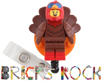 Turkey - Badge Reel made with LEGO®- ID Badge Holder - Holiday - Thanksgiving
