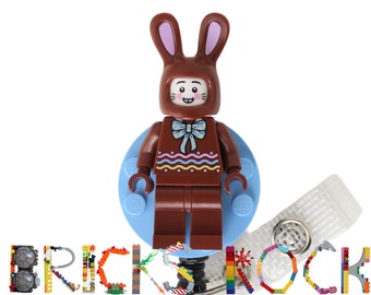 Chocolate Bunny Badge Reel made with LEGO® Minifigure™- Pediatric - ID Badge Holder - Holiday - Easter Bunny