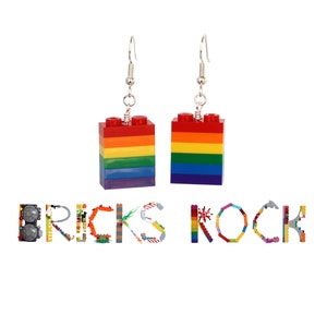 Rainbow Earrings made with 1x2 LEGO® pieces