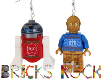 C3PO™ and R2D2™ Earrings made with LEGO® Minifigures™ - Ugly Christmas Sweaters - Star Wars™ - Holiday - Christmas