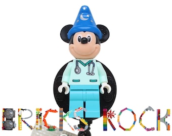 Mickey Mouse™ Wizard hat Nurse Doctor Scrubs Badge Reel made with LEGO® Minifigure™- Pediatric - ID Badge Holder