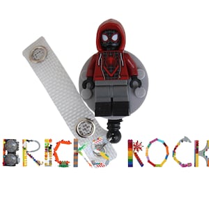 Spider-man™ - Miles Morales™ -Badge Reel made with LEGO® Minifigure™- ID Badge Holder -Retractable Badge Reel -Pediatric Badge- Spider Man™