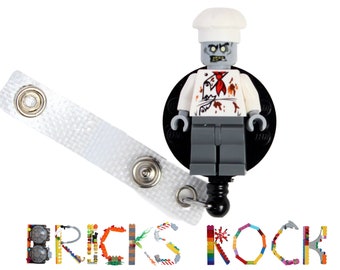 Zombie Chef - Badge Reel made with LEGO® - ID Badge Holder - Halloween