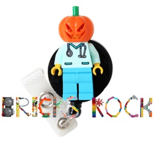Nurse Doctor Aqua Scrubs Badge Reel Made With LEGO® Minifigure