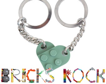 BFF Heart Keychain Pair - Bag Charms - made with LEGO® - Friendship - Best Friends