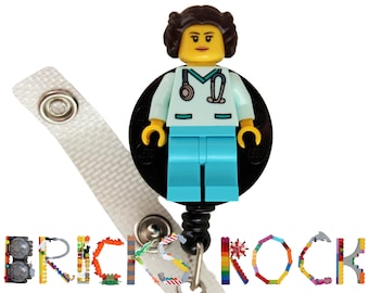 Princess Leia™ Nurse Doctor Scrubs Badge Reel made with LEGO® Minifigure™- Pediatric - ID Badge Holder - Star Wars©