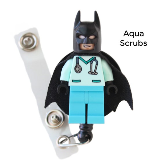 Batman™ Nurse Doctor Scrubs Badge Reel Made With LEGO® Minifigure™  Pediatric ID Badge Holder Superhero 