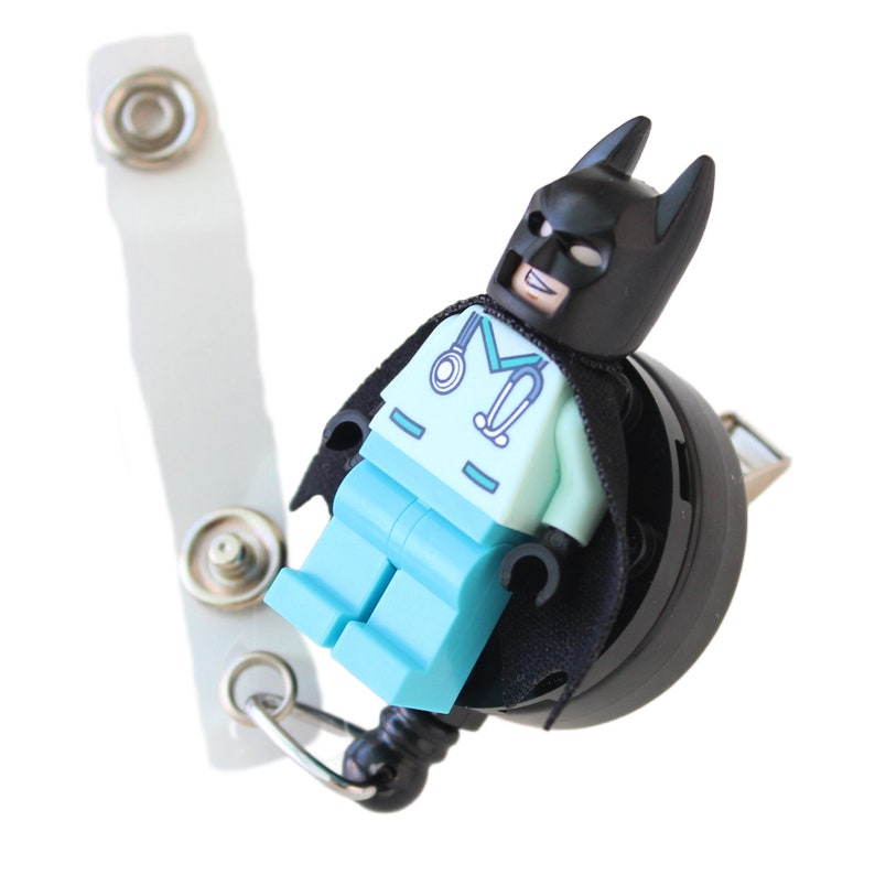 Batman™ Nurse Doctor Scrubs Badge Reel made with LEGO® Minifigure™ Pediatric ID Badge Holder Superhero image 3