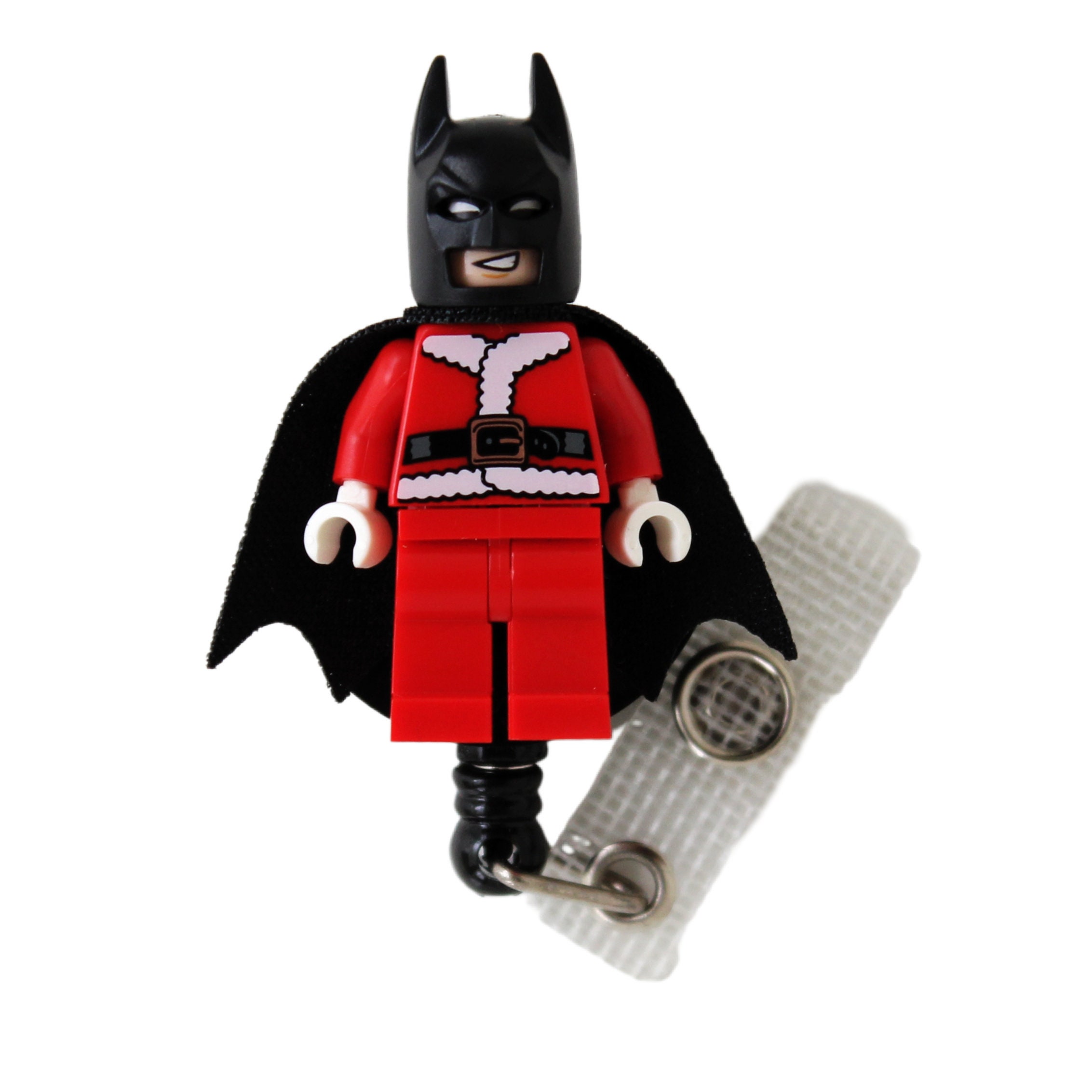 Santa Claus Batman™ Badge Reel Made With LEGO® Minifigure