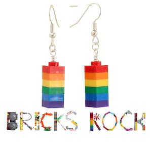 Rainbow Earrings made with 1x1 LEGO® bricks and pieces