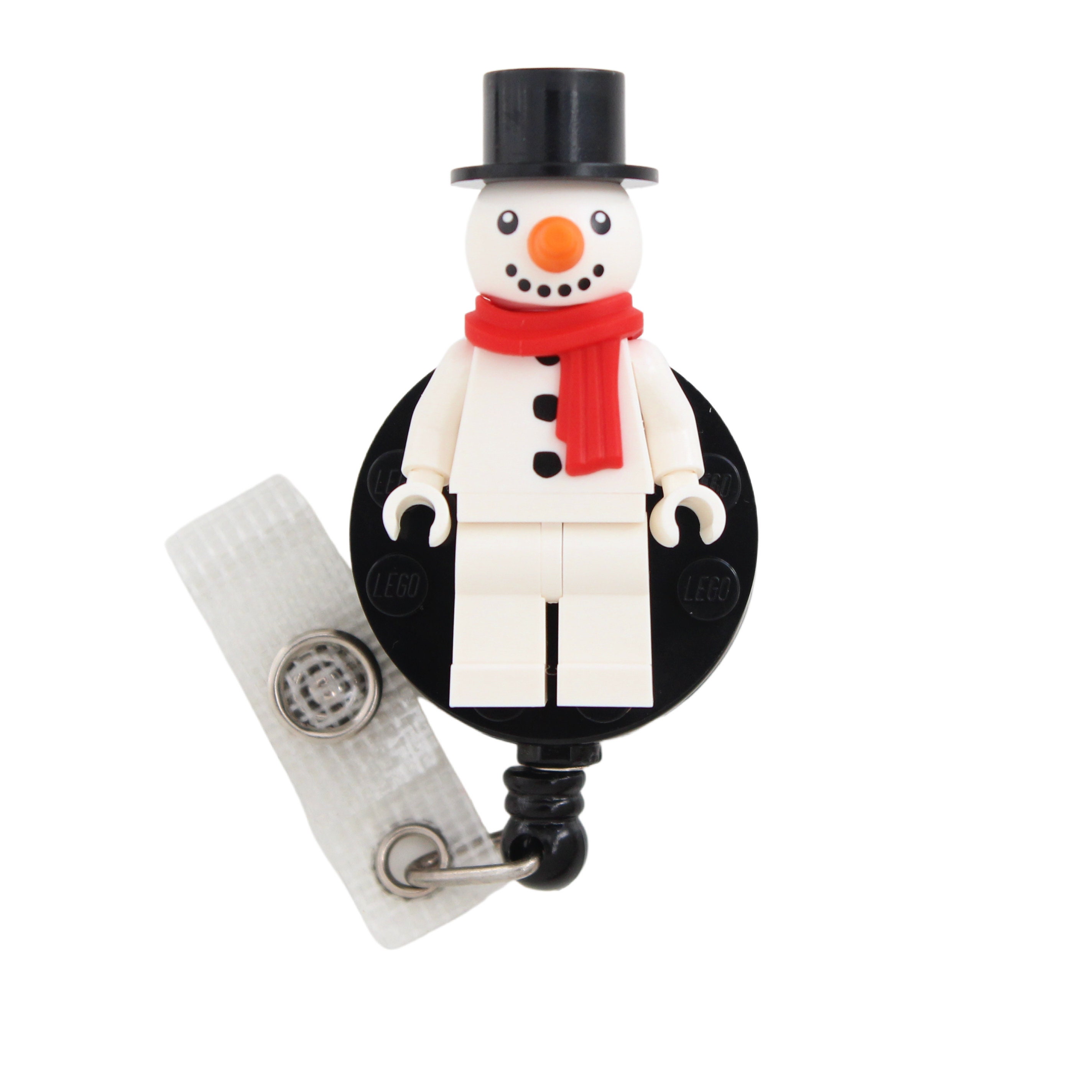 Snowman Badge Reel Made With LEGO® Minifigure™ Pediatric ID Badge Holder  Christmas Holiday 
