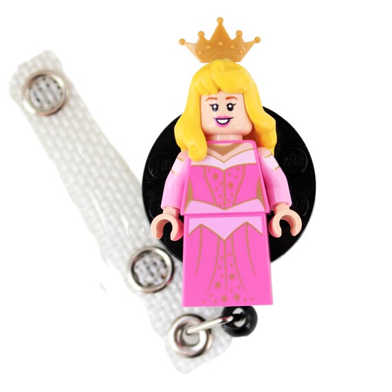 Aurora Badge Reel Made With LEGO Minifigure Pediatric ID Badge Holder Sleeping Beauty Etsy