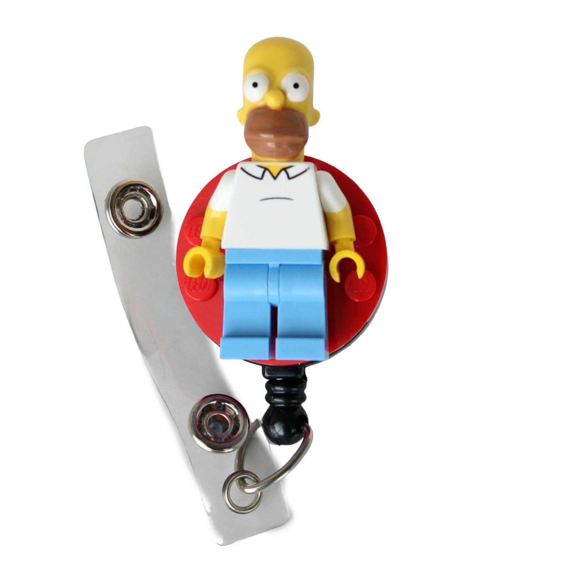 Homer Simpson Badge Reel Made With LEGO Minifigure Pediatric ID Badge Holder the Simpsons Etsy
