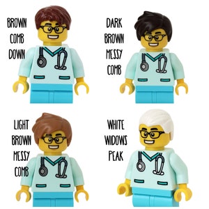 GLASSES Male Nurse Doctor Aqua Scrubs with Glasses Badge Reel made with LEGO® Minifigure™ Male Pediatric ID Badge Holder image 5