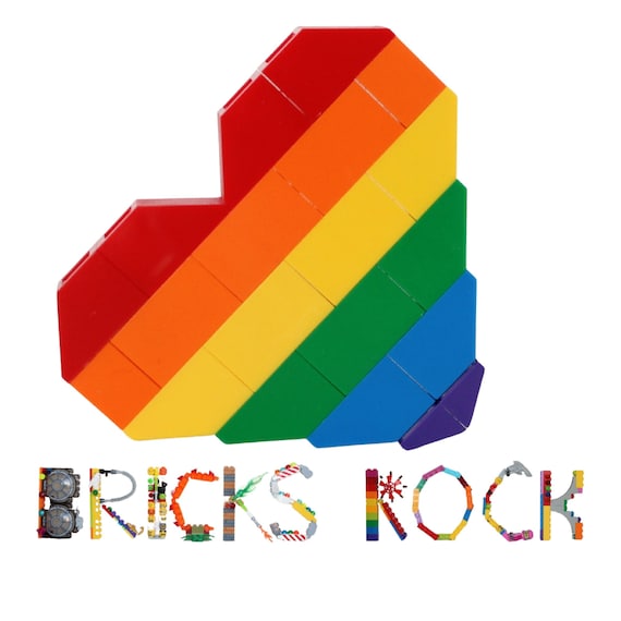 Rainbow Heart Pin Brooch Made With LEGO Bricks and Pieces Etsy
