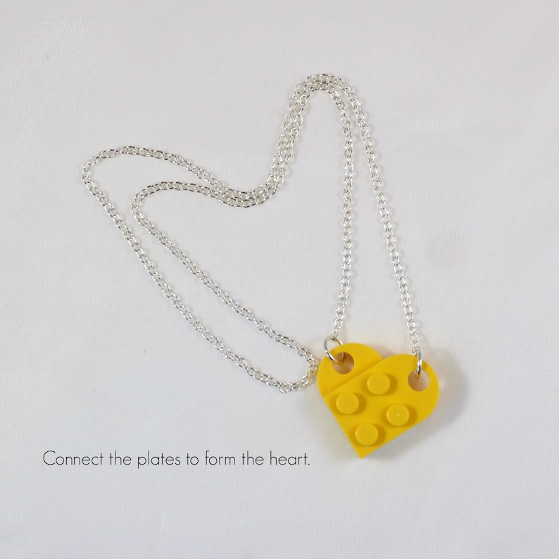 Yellow heart necklace and a pair of stud earrings Jewelry made with LEGO\u00ae pieces- Mother/'s Day gift Mother/'s Day jewelry Love