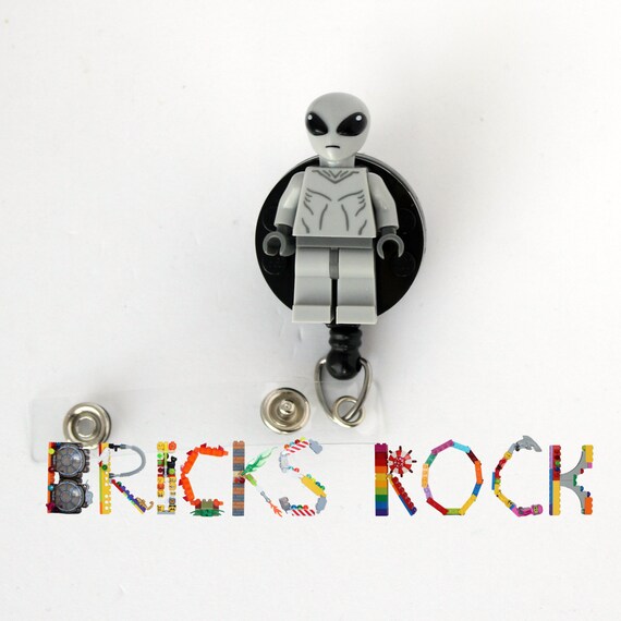 Alien Ufo Badge Reel Made With Lego Minifigure Id Holder Etsy