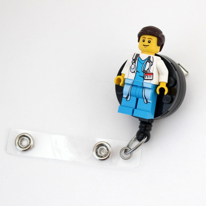 Doctor Badge Reel Made With LEGO® Minifigure™ Male Scrubs Etsy
