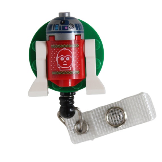 R2D2™ Ugly C2PO™ Christmas Sweater Badge Reel Made With LEGO® Minifigure™  Pediatric ID Badge Holder Star Wars© Holiday Christmas 