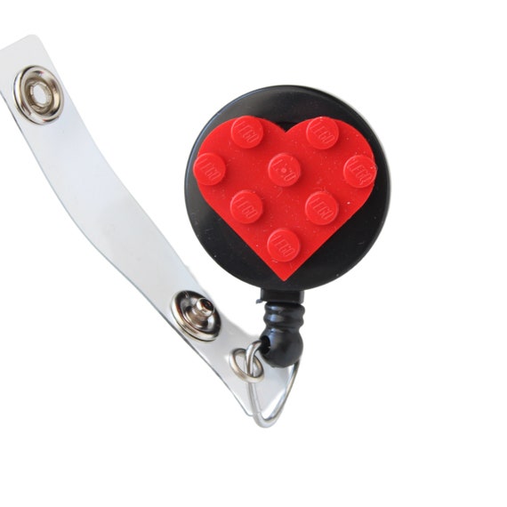 Red Heart Badge Reel Made With LEGO® Pieces Pediatric ID Badge Holder -   Israel