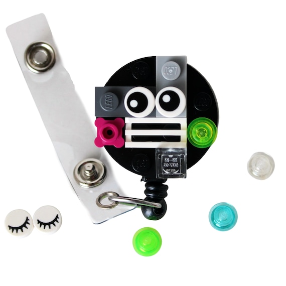 Badge Reel Made With LEGO® Bricks and Pieces Black Plate Pediatric