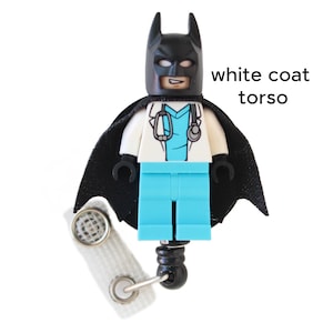 Batman™ Nurse Doctor Scrubs Badge Reel made with LEGO® Minifigure™ Pediatric ID Badge Holder Superhero White Coat