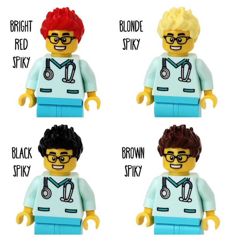 GLASSES Male Nurse Doctor Aqua Scrubs with Glasses Badge Reel made with LEGO® Minifigure™ Male Pediatric ID Badge Holder image 7