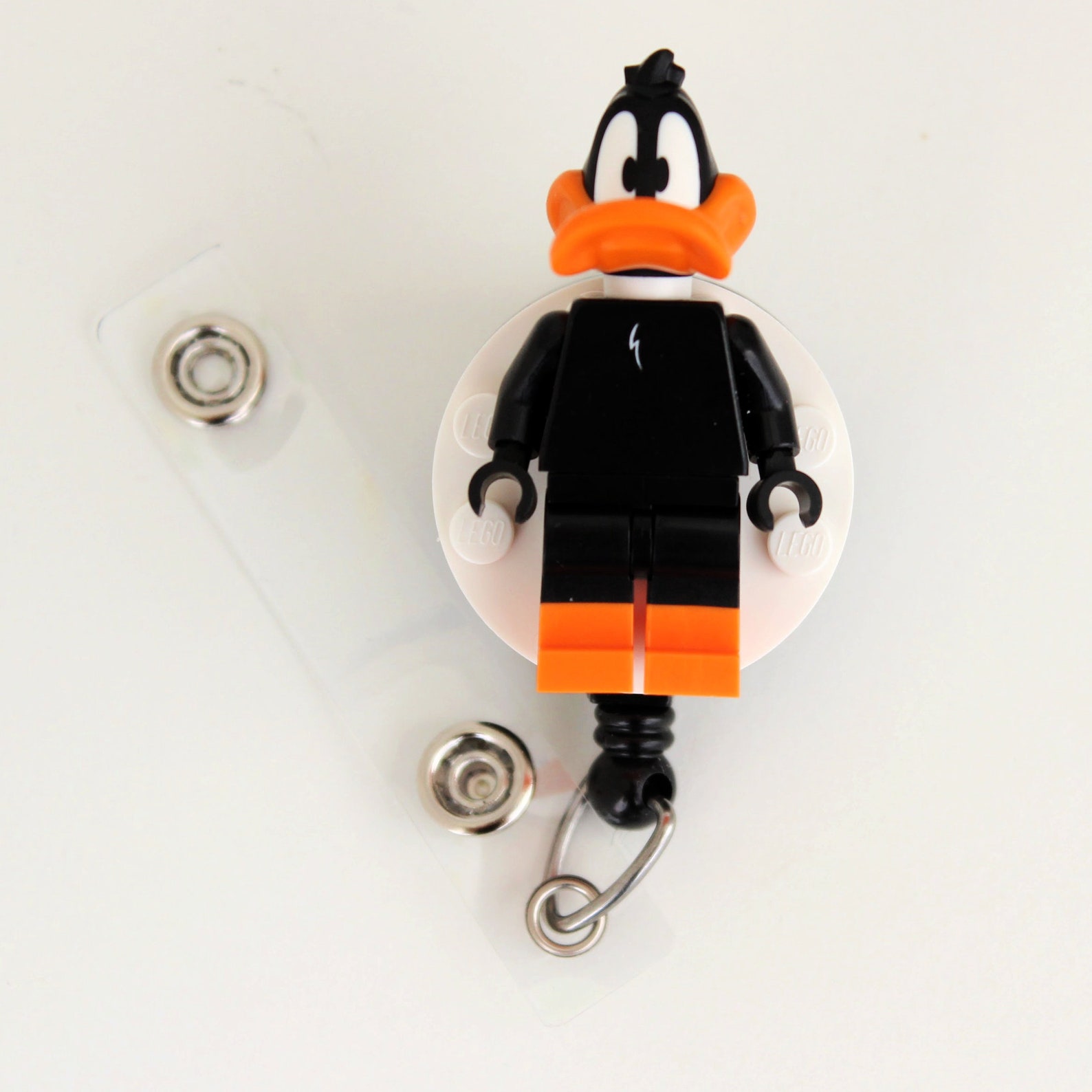 Daffy Duck⢠Badge Reel Made With LEGO® Minifigure⢠Pediatric | Etsy
