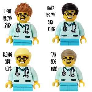 GLASSES Male Nurse Doctor Aqua Scrubs with Glasses Badge Reel made with LEGO® Minifigure™ Male Pediatric ID Badge Holder image 8