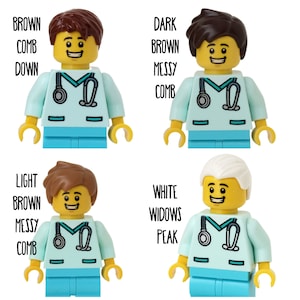 Bobine d'insigne d'infirmière docteur Aqua Scrubs faite avec LEGO® Minifigure™ Homme Pédiatrie Porte-badge d'identité image 5