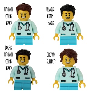 Bobine d'insigne d'infirmière docteur Aqua Scrubs faite avec LEGO® Minifigure™ Homme Pédiatrie Porte-badge d'identité image 6