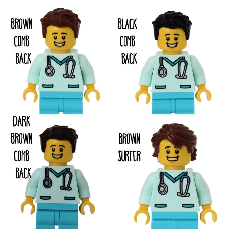 Bobine d'insigne d'infirmière docteur Aqua Scrubs faite avec LEGO® Minifigure™ Homme Pédiatrie Porte-badge d'identité image 6