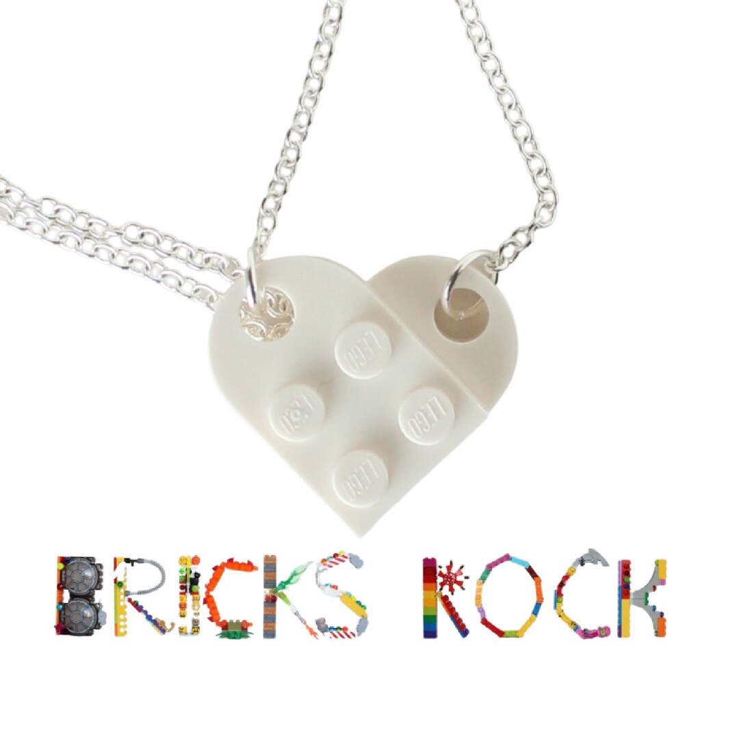 White Heart Necklace Made With LEGO® Friendship Jewelry